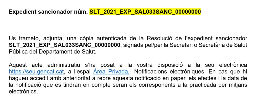 Imagen del documento dónde puede encontrar el código del expediente 