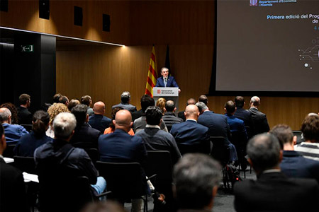 El conseller Giró durant l'acte de presentació