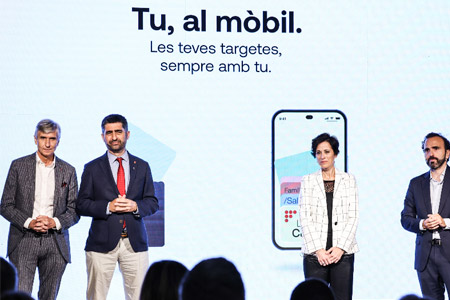 El vicepresident Puigneró i el conseller Argimon durant la presentació de 'La meva cartera'